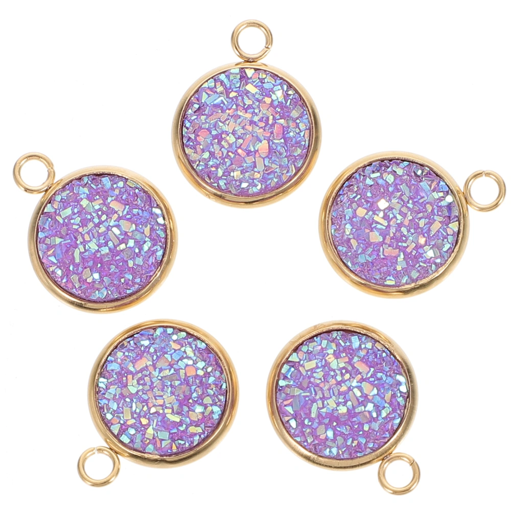 5pcs DIY Jewelry Accessories Double Side Pendant Bracelet Connector Jewelry Pendant Decor (Purple)