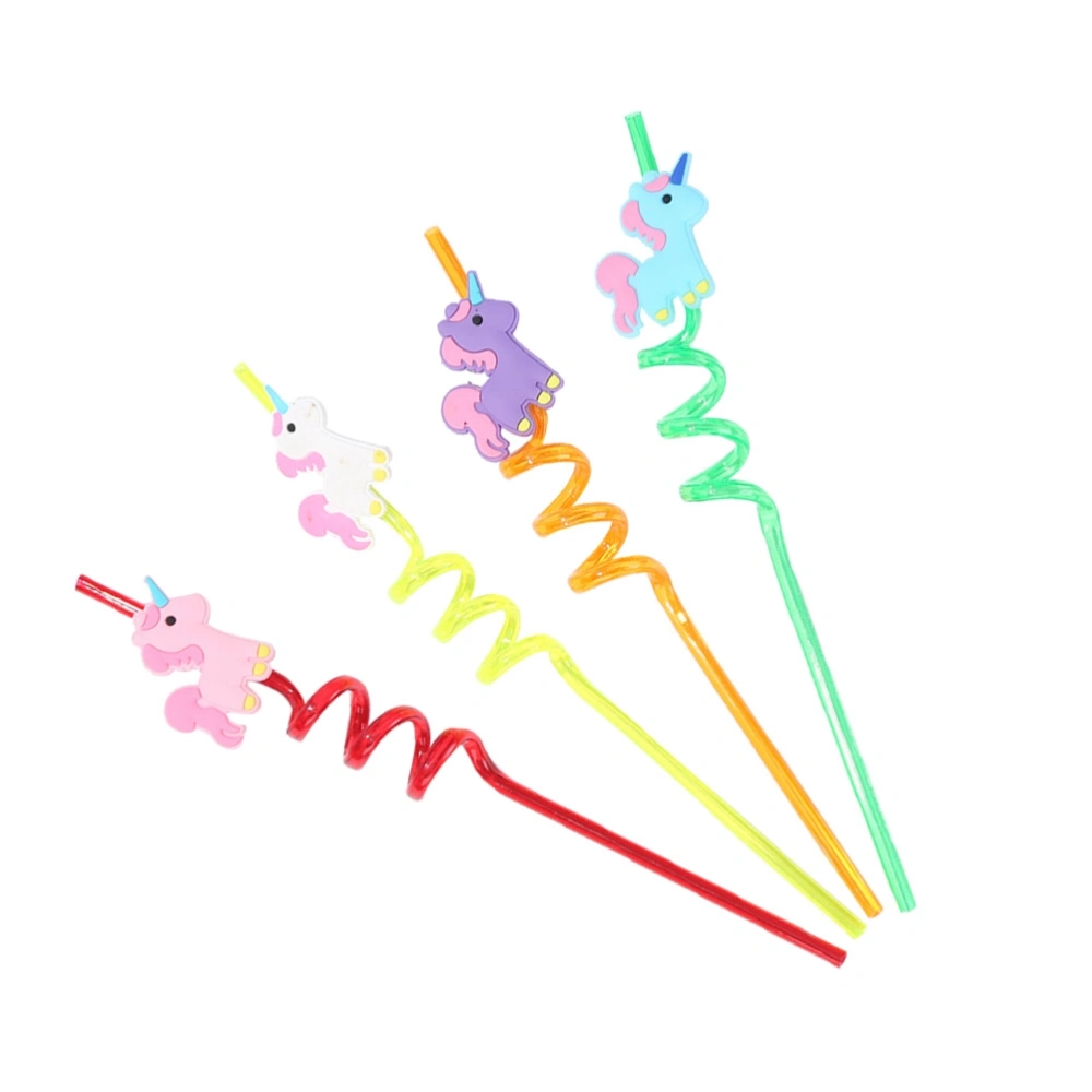 8pcs Unicorn Decor Straw Drinks Decor Straw for Party Bar Store Festival (Mixed Colour)