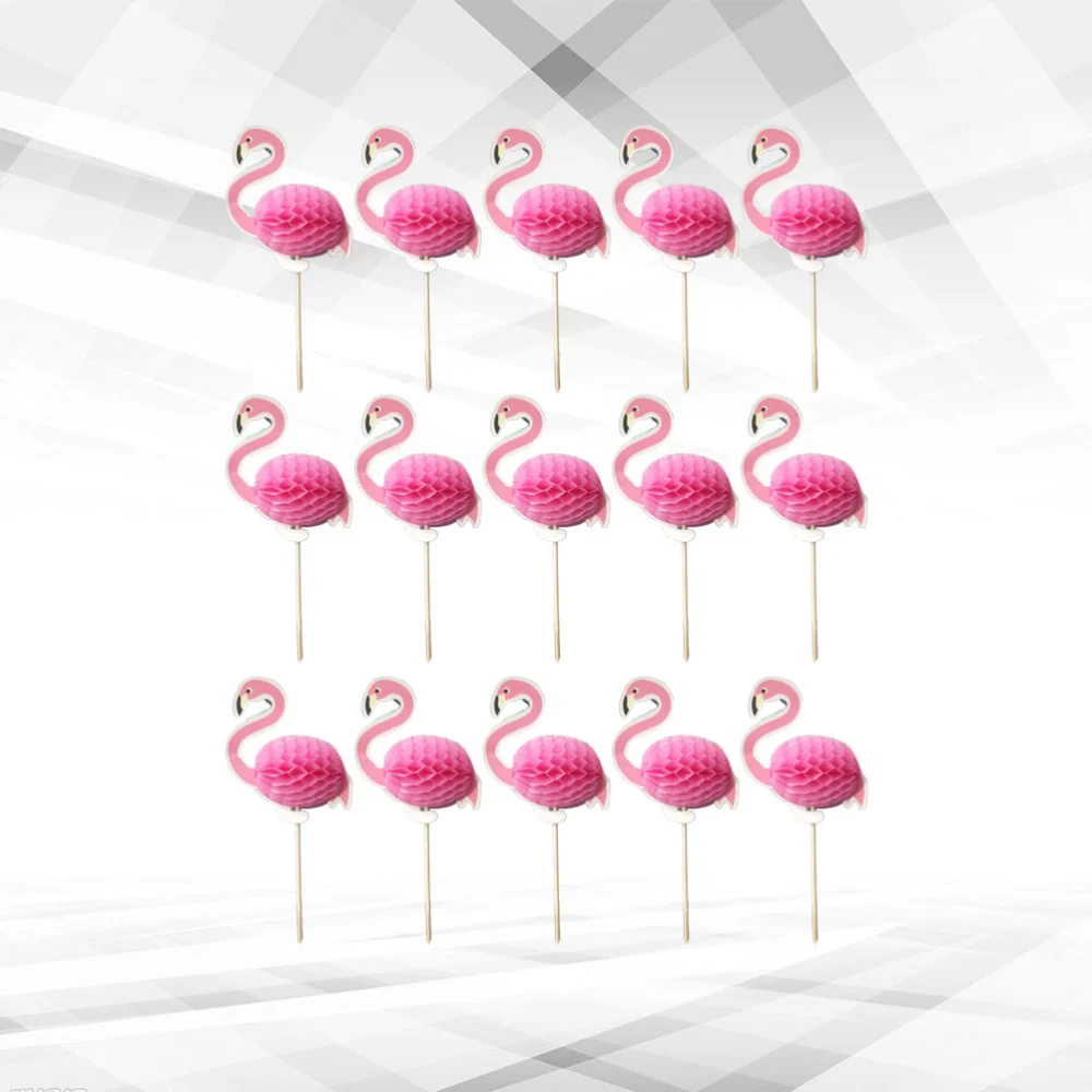 25pcs Creative Hawaii Cupcake Picks Fashion Flamingo Cake Picks Party Dessert Topper