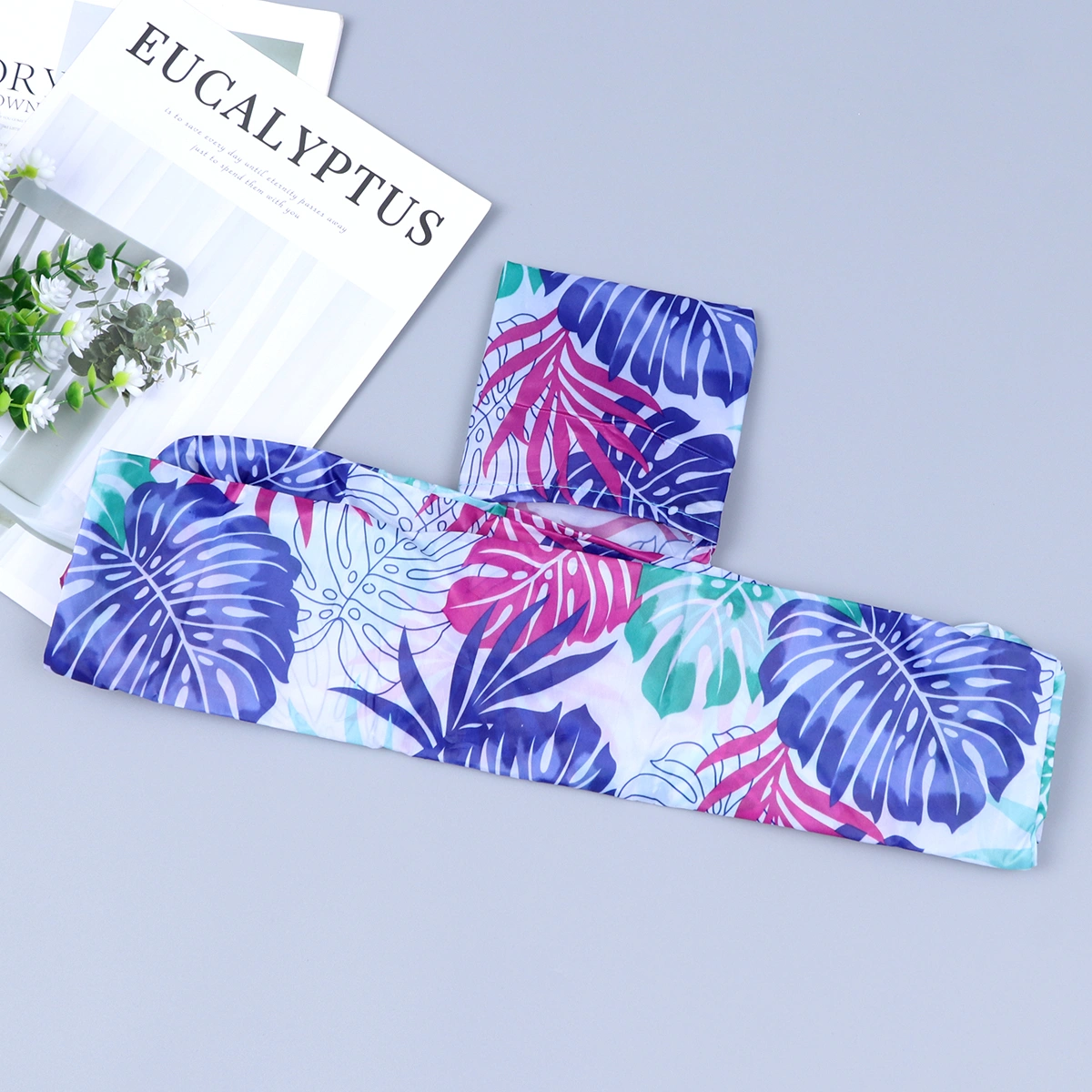 Polyester Foldable Shopping Bag Large Capacity Resuable & Machine Washable Shoulder Eco-friendly Storage Bag -  Banana Leaves Pattern