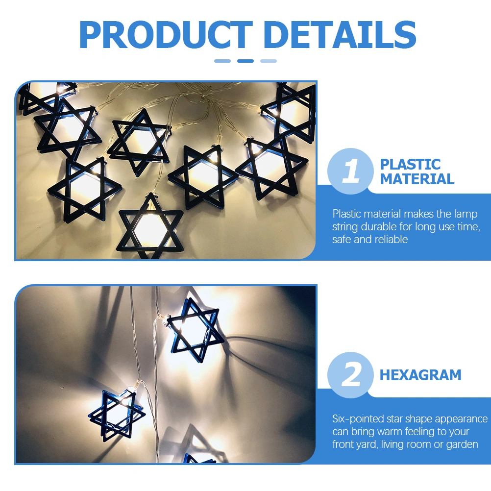Hanukkah Star Of David String Light Battery String Lights Hanukkah Festival Decor (1.65 Meters 10 LED)