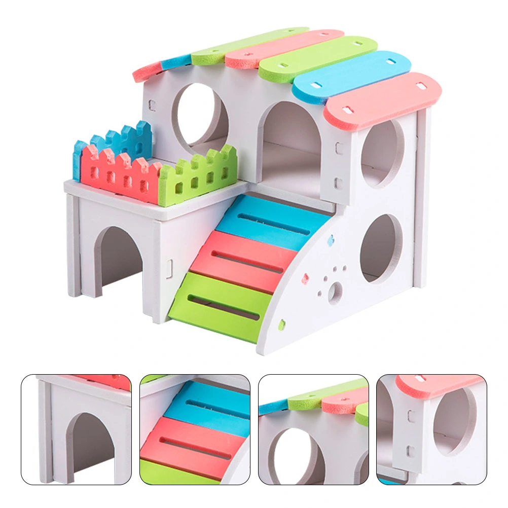 Handmade DIY Wooden Hamster House Small Pet Hide House Hamsters Shelter