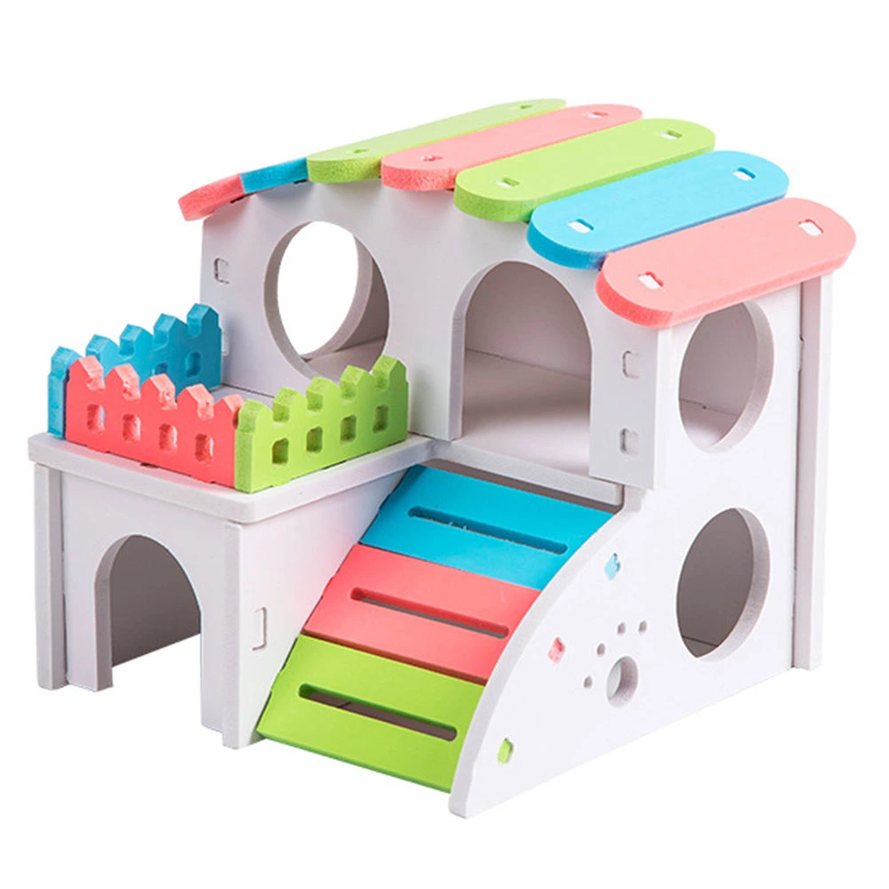 Handmade DIY Wooden Hamster House Small Pet Hide House Hamsters Shelter