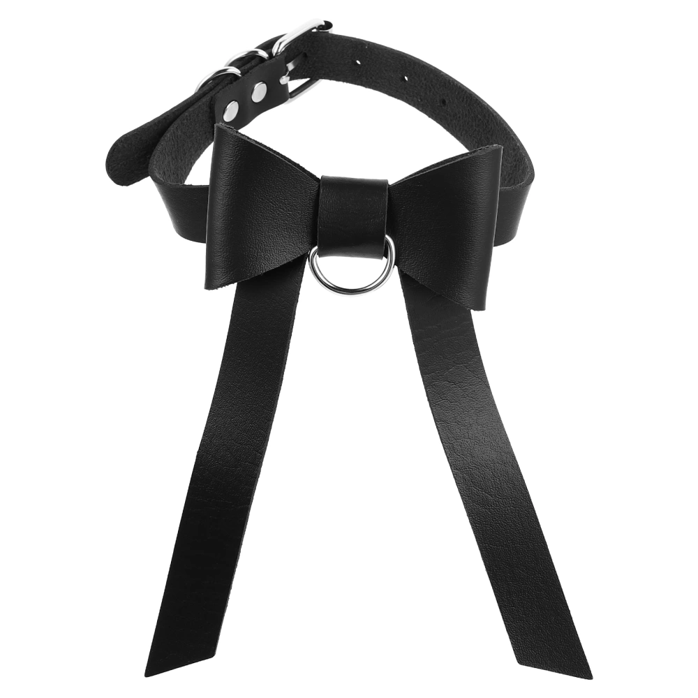 Leather Bow Chain Bow Choker Punk Gothic Collar Necklace for Women Ladies