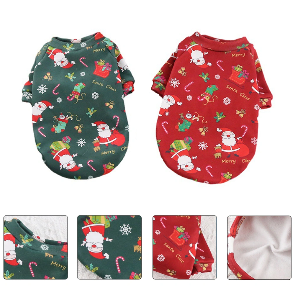 2Pcs Christmas Pet Clothing Dog Cat Colored Printing Costume Outdoor Pet Costume