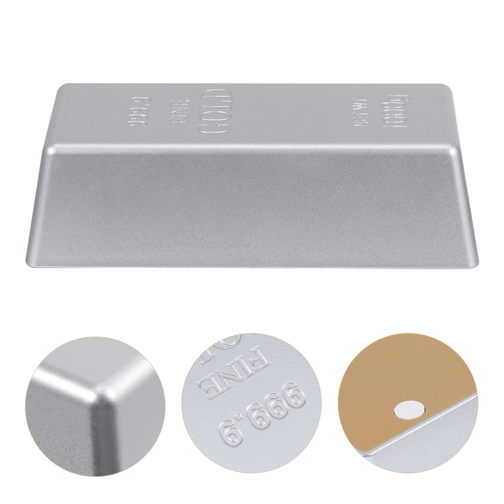 1 Pc Simulation Silver Bar Decorative Silver Brick Plastic Silver Bar Plaything