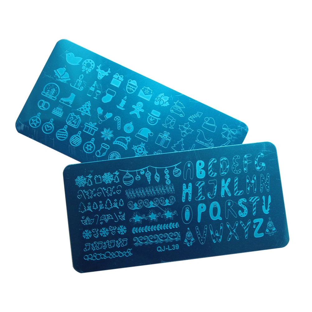 2Pcs Stamping Plates Christmas Nail Stamping Kits Nail Art Plates Manicure Tools (QJ-L39 + QJ-L40)