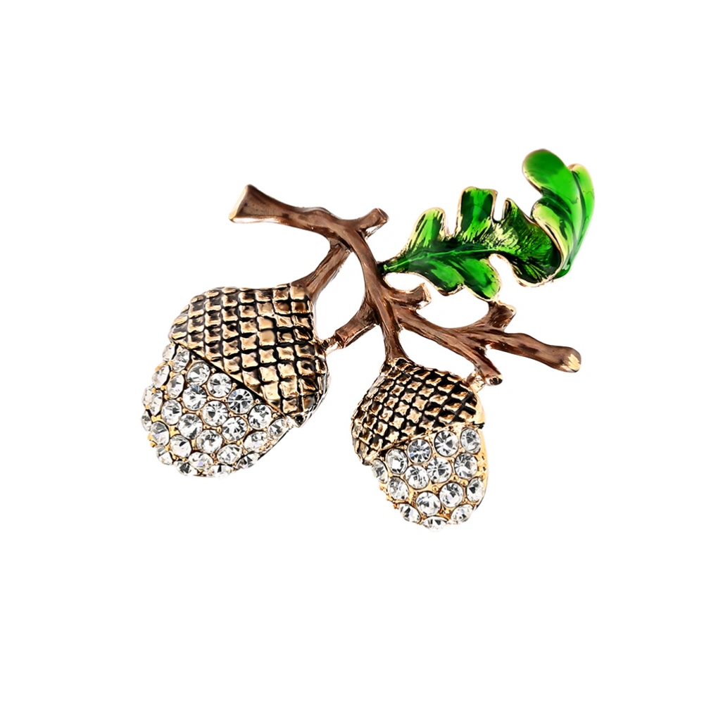 Retro Pine Cone Rhinestone Brooch Alloy Personaltiy Cartoon Fruit Boutonniere Women Clothing Decoration