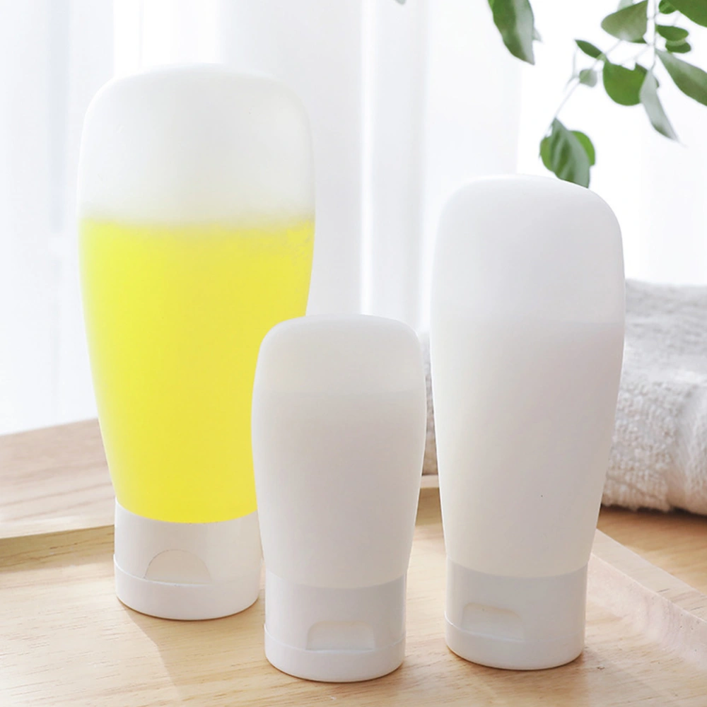 3Pcs Travel cosmetics Hose Bottle Shampoo Conditioner LotionTravel Containers 30ML + 60ML + 100ML (White)