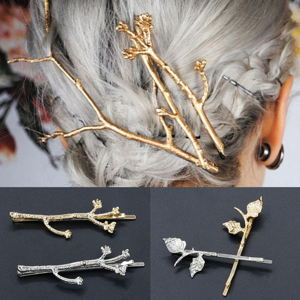 6pcs Metal Hair Clips Branch Bang Clips Delicate Bobby Hair Accessories for Women Girls Random Style