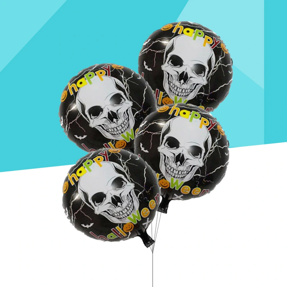 10Pcs 18Inch Foil Balloons AB Double-sided Skull Head Pattern Mylar Helium Balloons Birthday Party Decorations (Black, Random Style)