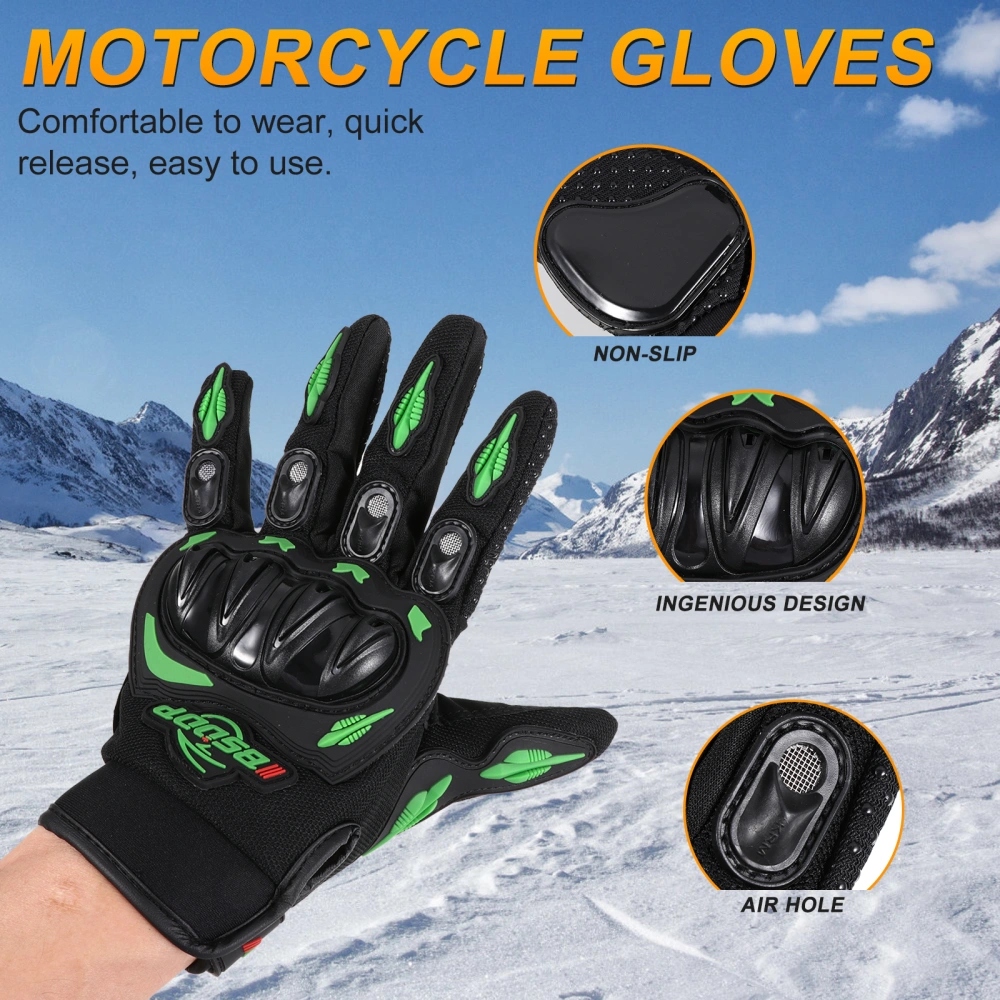 1 Pair Motorcycle Gloves Anti-Skid Riding Gloves Absorption Gloves (Green)