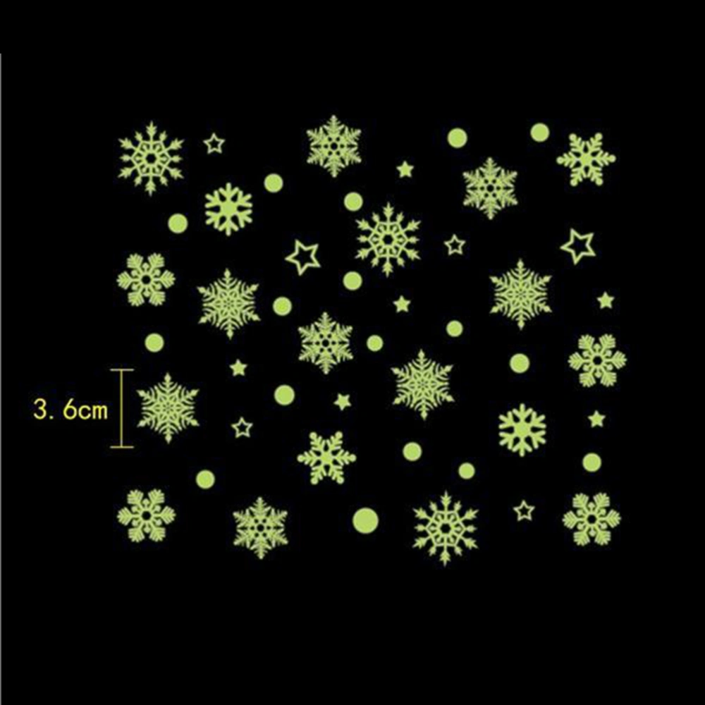 Lovely Christmas Snowflake Night Luminous Stickers Glow in the Dark Wall Decals Removable Stickers Wall Decor for Living Room Bedroom Baby Room