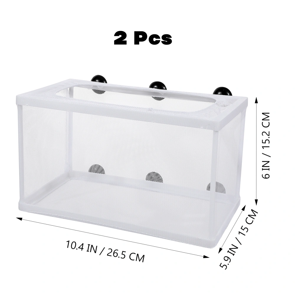 POPETPOP 2pcs Fish Breeder Net Big Size Fish Hatchery Breeding Box with Suction Cups for Fish Tank Aquarium (White)