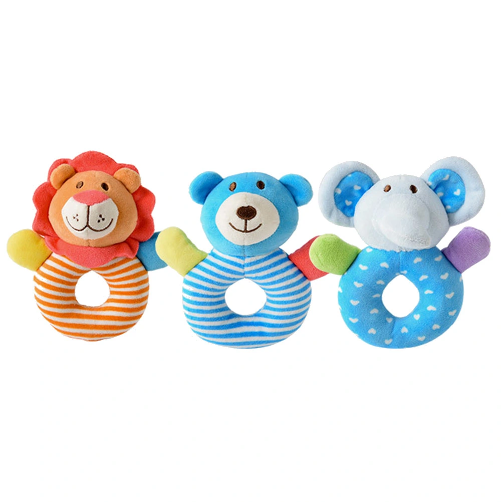 Baby Plush Animal Hand Grip Rattles Toys Stuffed Doll Developmental Toys for Infants Toddlers Newborn (Elephant)