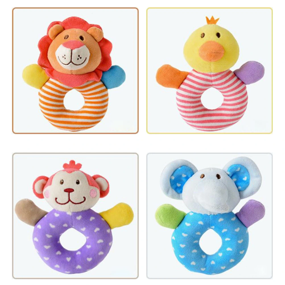 Baby Plush Animal Hand Grip Rattles Toys Stuffed Doll Developmental Toys for Infants Toddlers Newborn (Elephant)