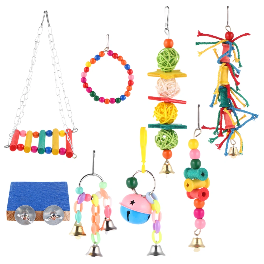 8PCS/Set Bird Parrot Swing Chewing Toy Bird Cage Platform Hammock Swing Toy