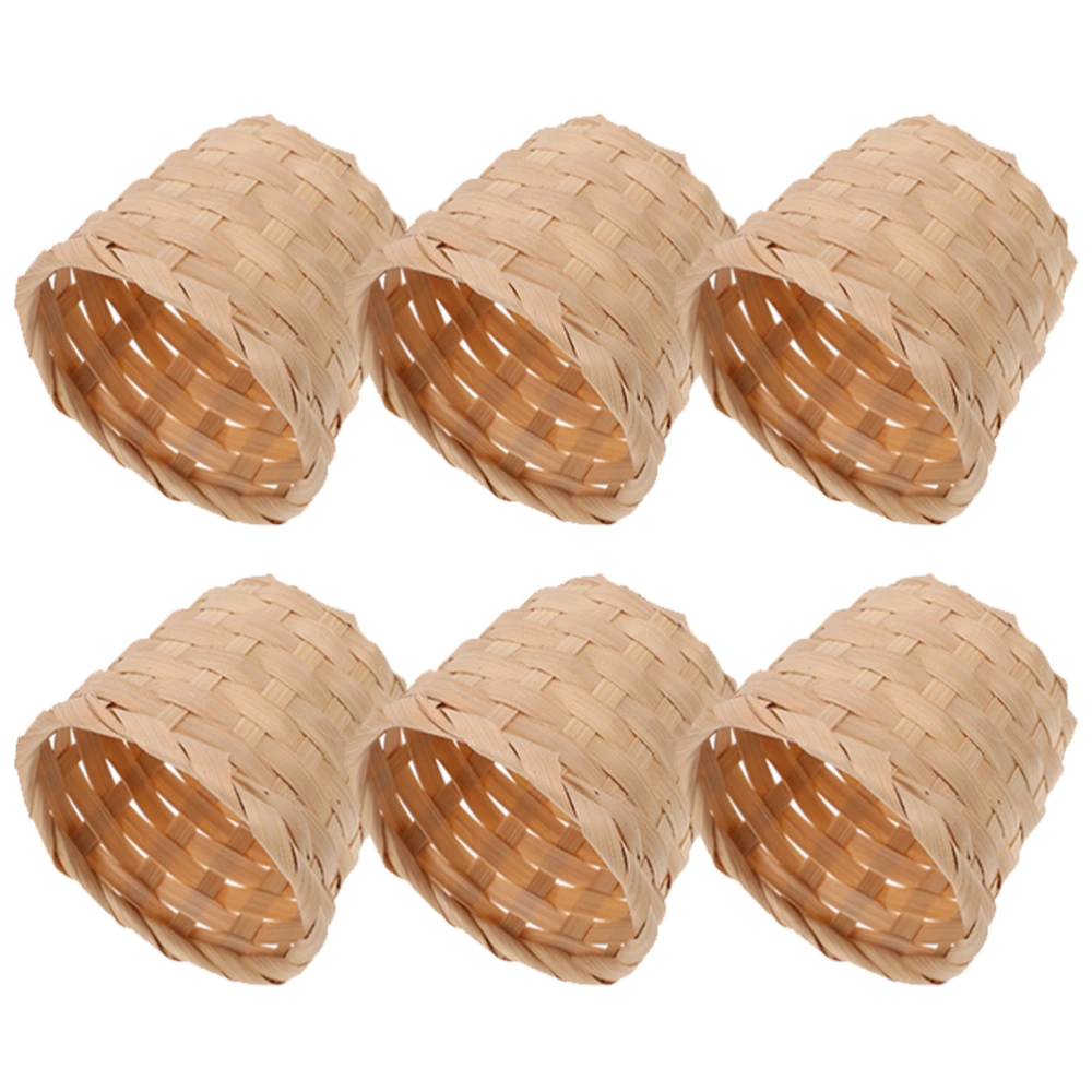 6pcs Woven Storage Basket Bamboo Basket Household Sundries Basket Flower Container