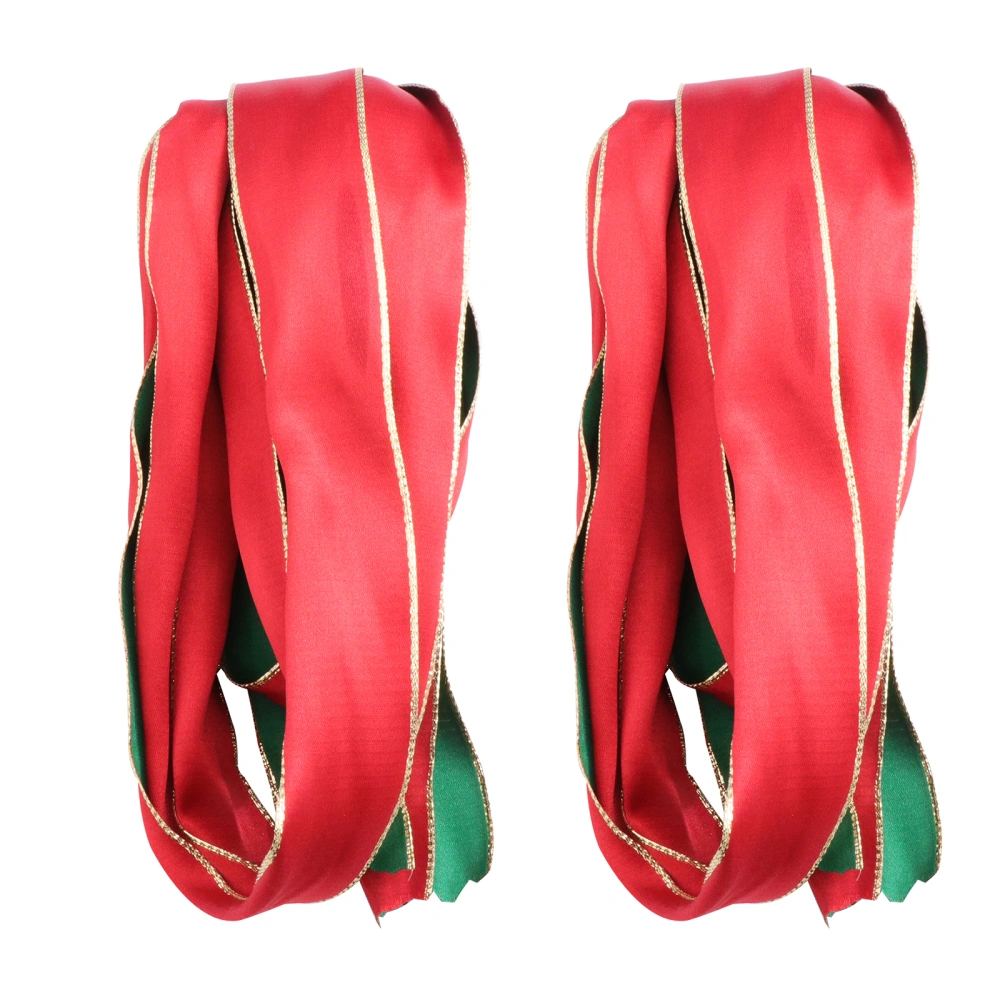 2pcs Package Ribbon Christmas Decorative Ribbon Silk Ribbon for Christmas Decoration Use 3.8cm 15g (Green Red)