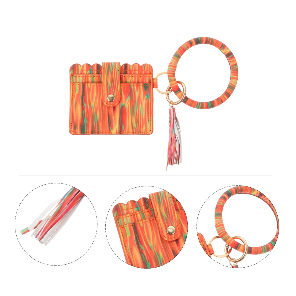 Leather Card Bag Pendants Leather Card Holder With Tassel Key Chain for Women