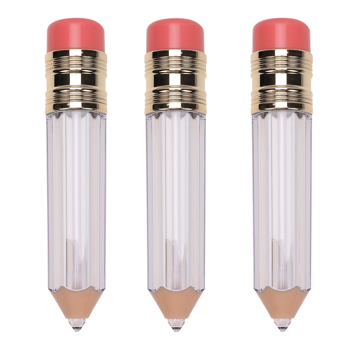 3Pcs Pencil Shape Lip Tube Lip Gloss Tube Lip Gloss Subpackaging Tube DIY Lip Color Container Empty Bottle (Transparent)