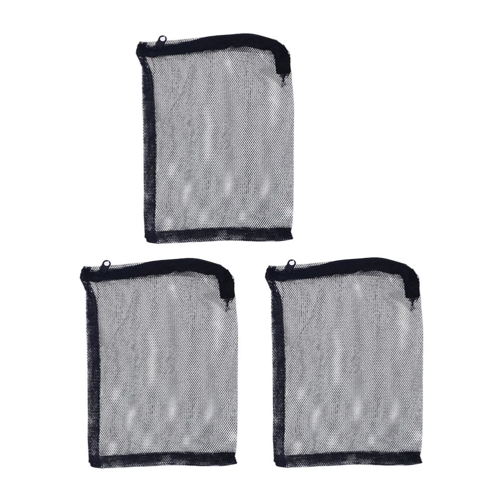 3pcs 15x20CM Zipper Nylon Mesh Filter Media Bag for Aquarium Garden Pond (Black)