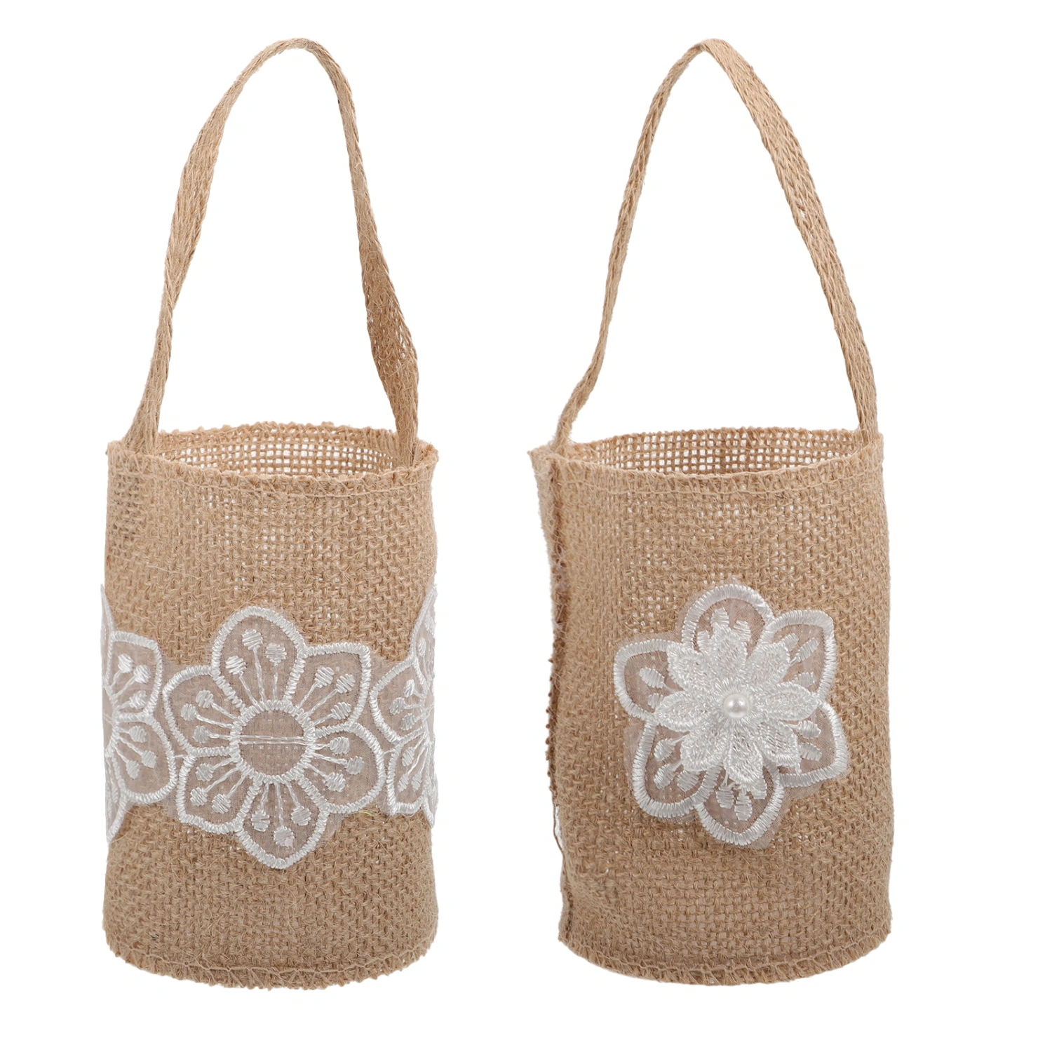 2pcs Flower Girl Basket Wedding Flower Girl Basket with Ribbon Decoraiton