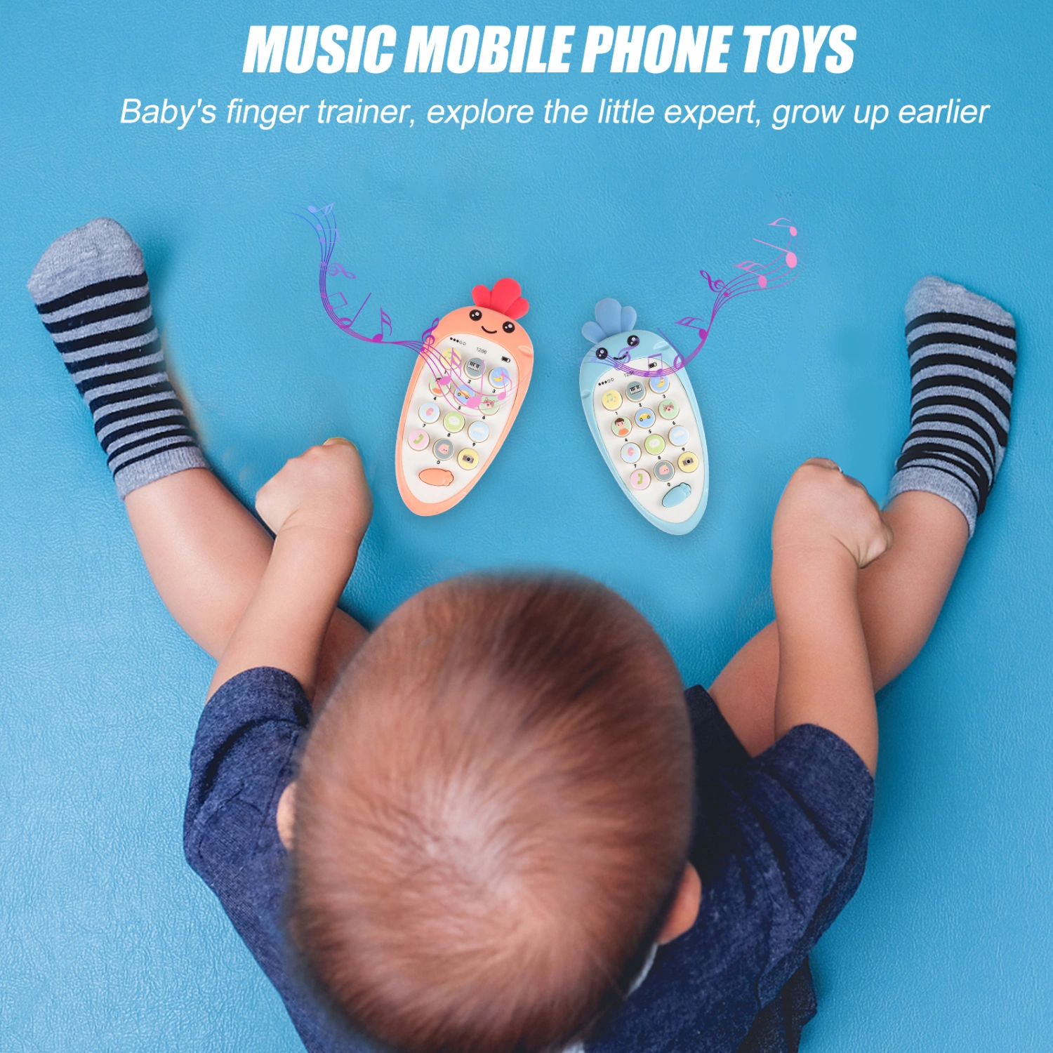 2Pcs Baby Cell Phone Toy with Music Early Learning Educational Toys for Toddlers