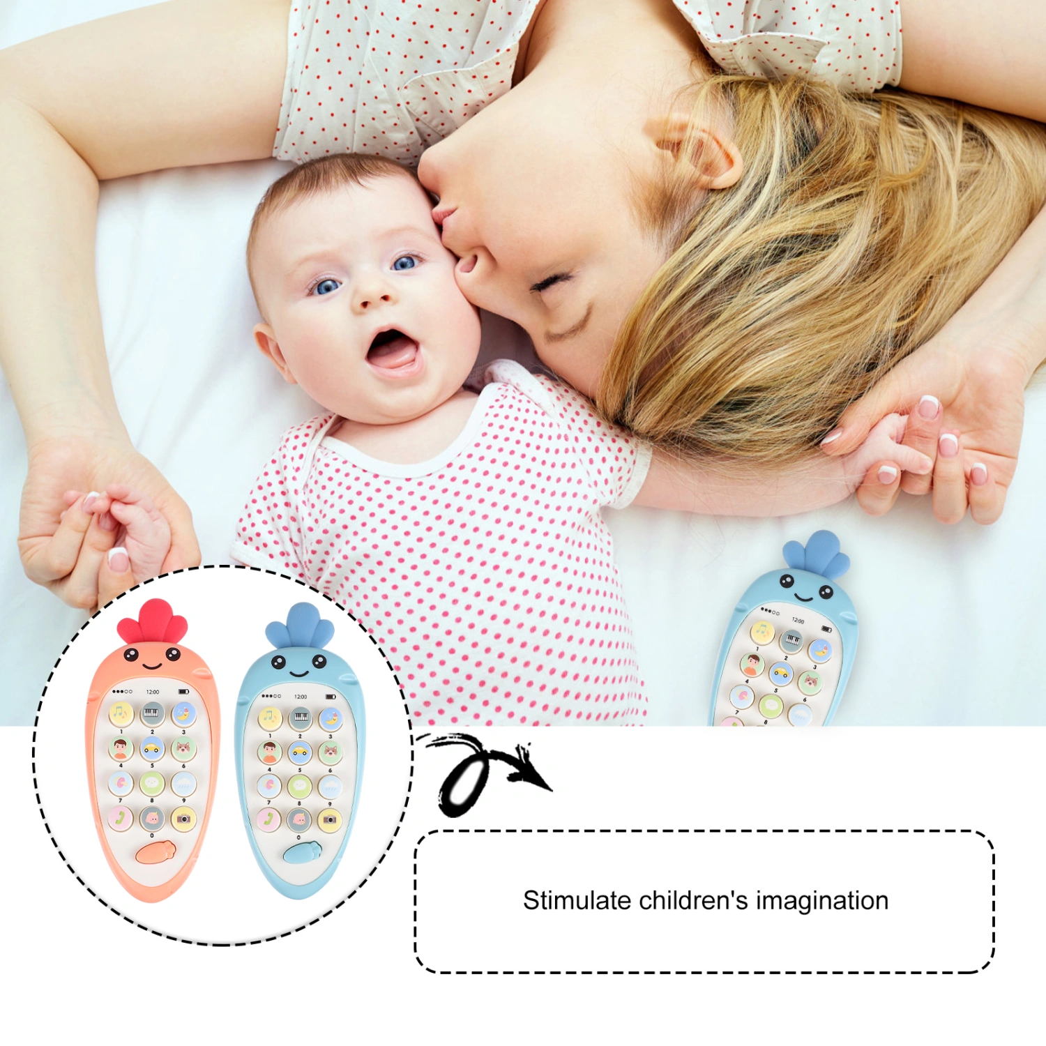 2Pcs Baby Cell Phone Toy with Music Early Learning Educational Toys for Toddlers