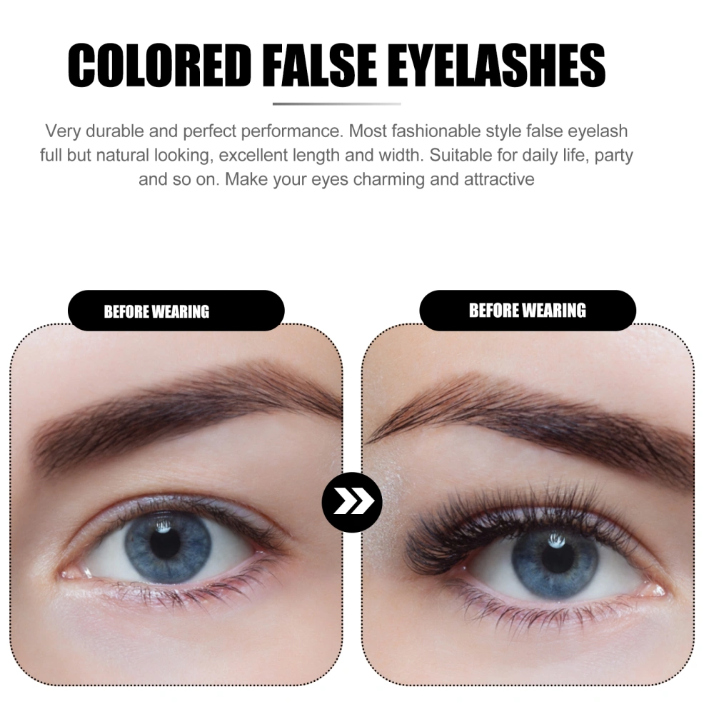 1 Pair Lashes with Color False Eyelashes Extensions Natural Look Fake Eye Lashes