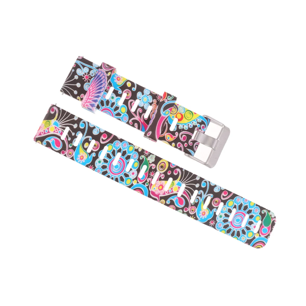 Personalized Painted Silicone Watchband Delicate Watch Strap Compatible for Bip (Peacock Spread Tail Pattern)