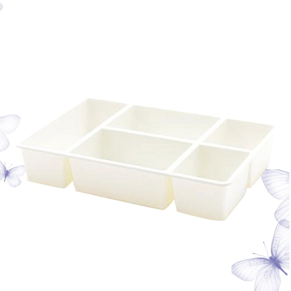 Table Drawer Storage Box 5 Compartment Case Lattice Storage Box Make Up Storage Container for Home (White)