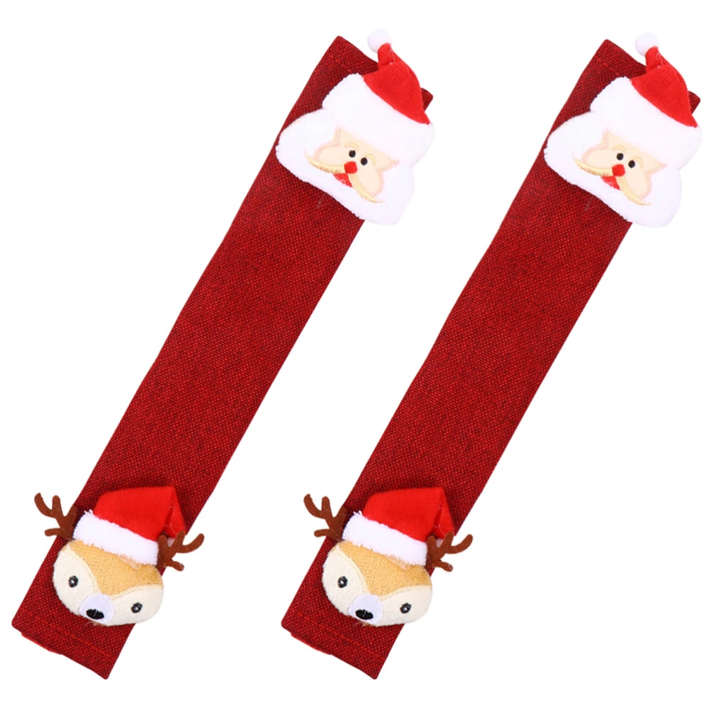 2pcs Refrigerator Handle Covers Christmas Santa Microwave Oven Handle Gloves