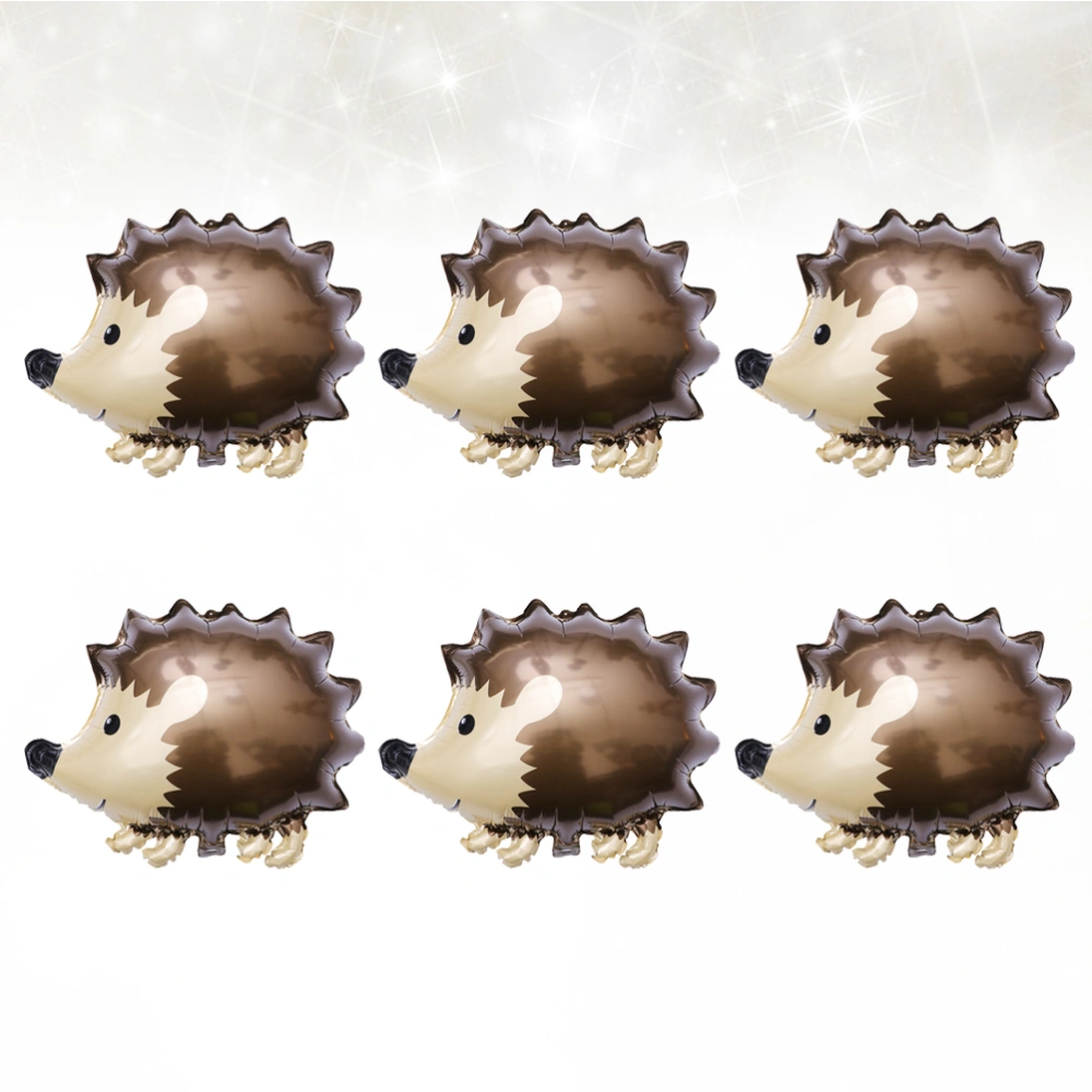 6pcs Cartoon Animal Aluminum Foil Balloon Creative Hedgehog Balloon Party Supplies Decoration (Hedgehog)