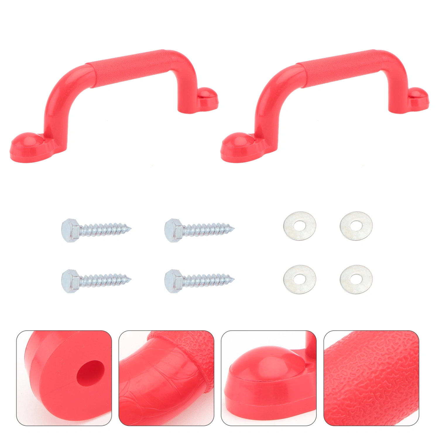 1 Pair of Playground Handles Solid Playset Safety Handles with Finger Grips(Red)