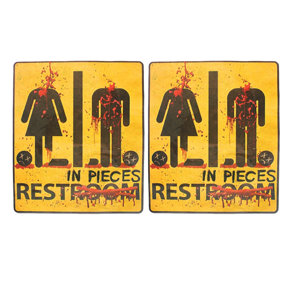 2pcs Halloween Horror Party Decorative Bloody Restroom Bathroom Door Sign Sticker for Decoration