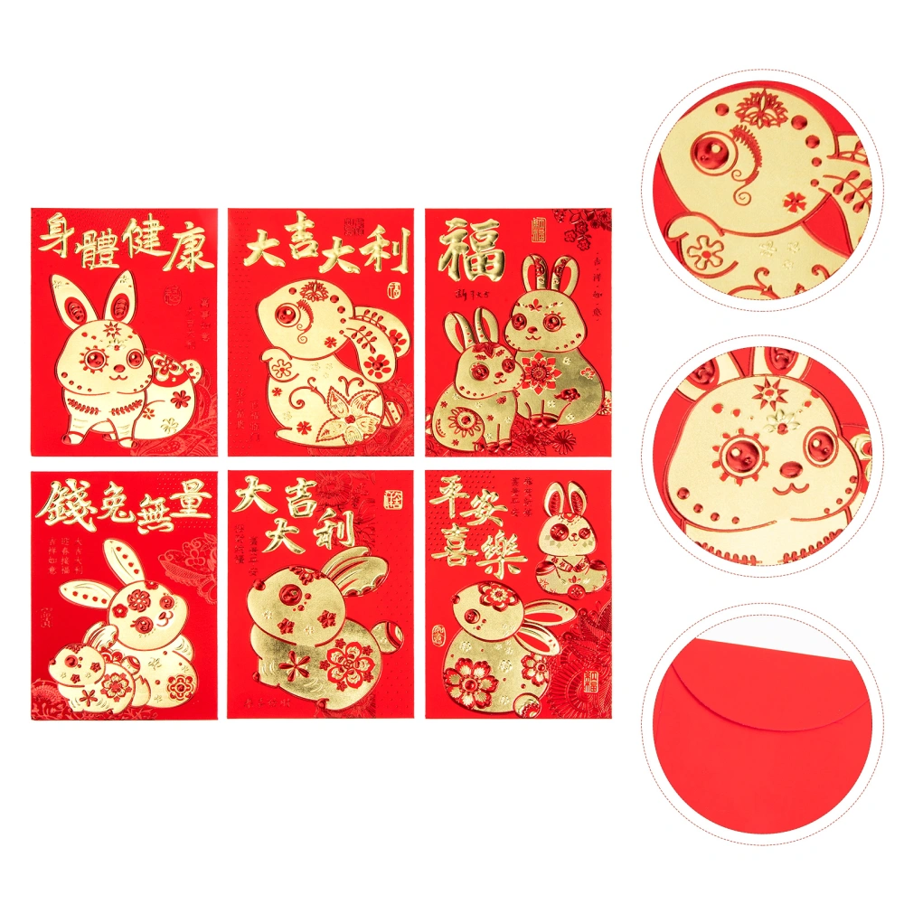 60pcs Cartoon Rabbit Style Red Packets The Year Of Rabbit Red Packets New Year Money Bags