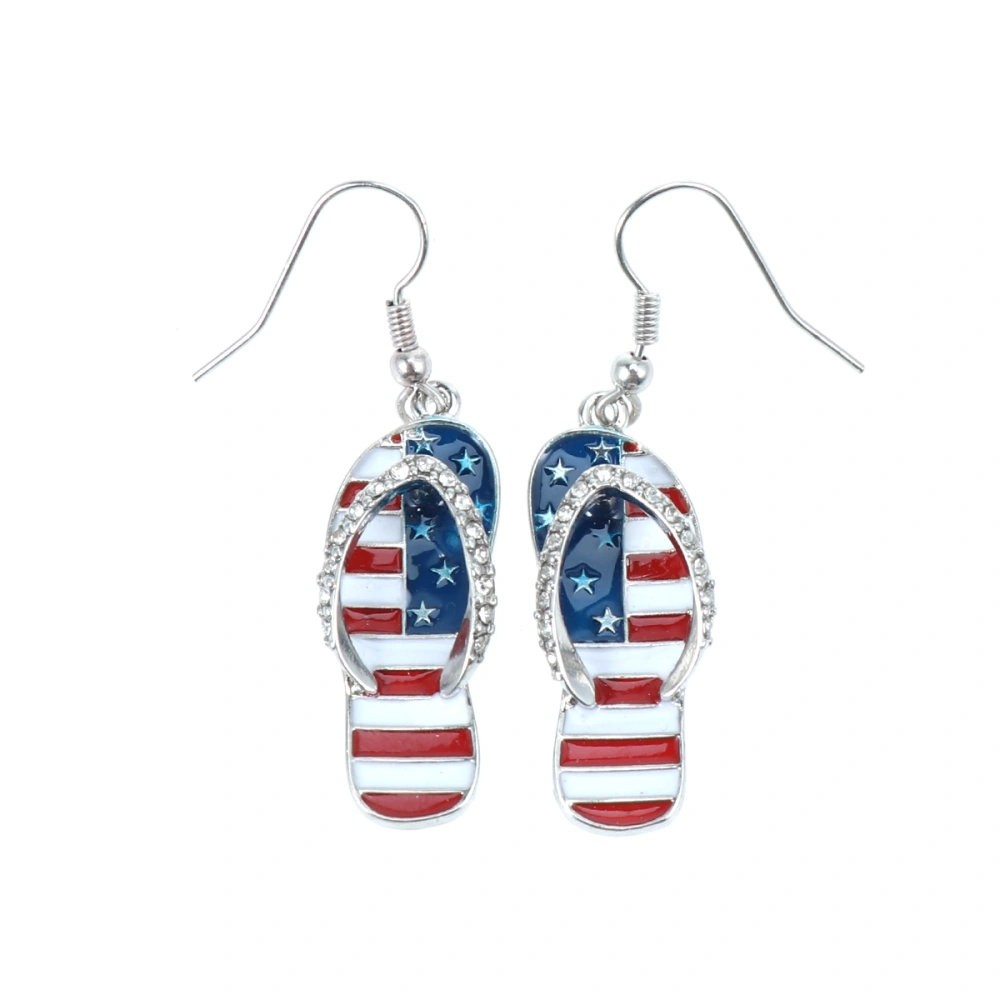 1 Pair of Dangle Earrings Brass Shoes Shape Earring American Flag Color Earring Jewelry Pendant for Women Girls