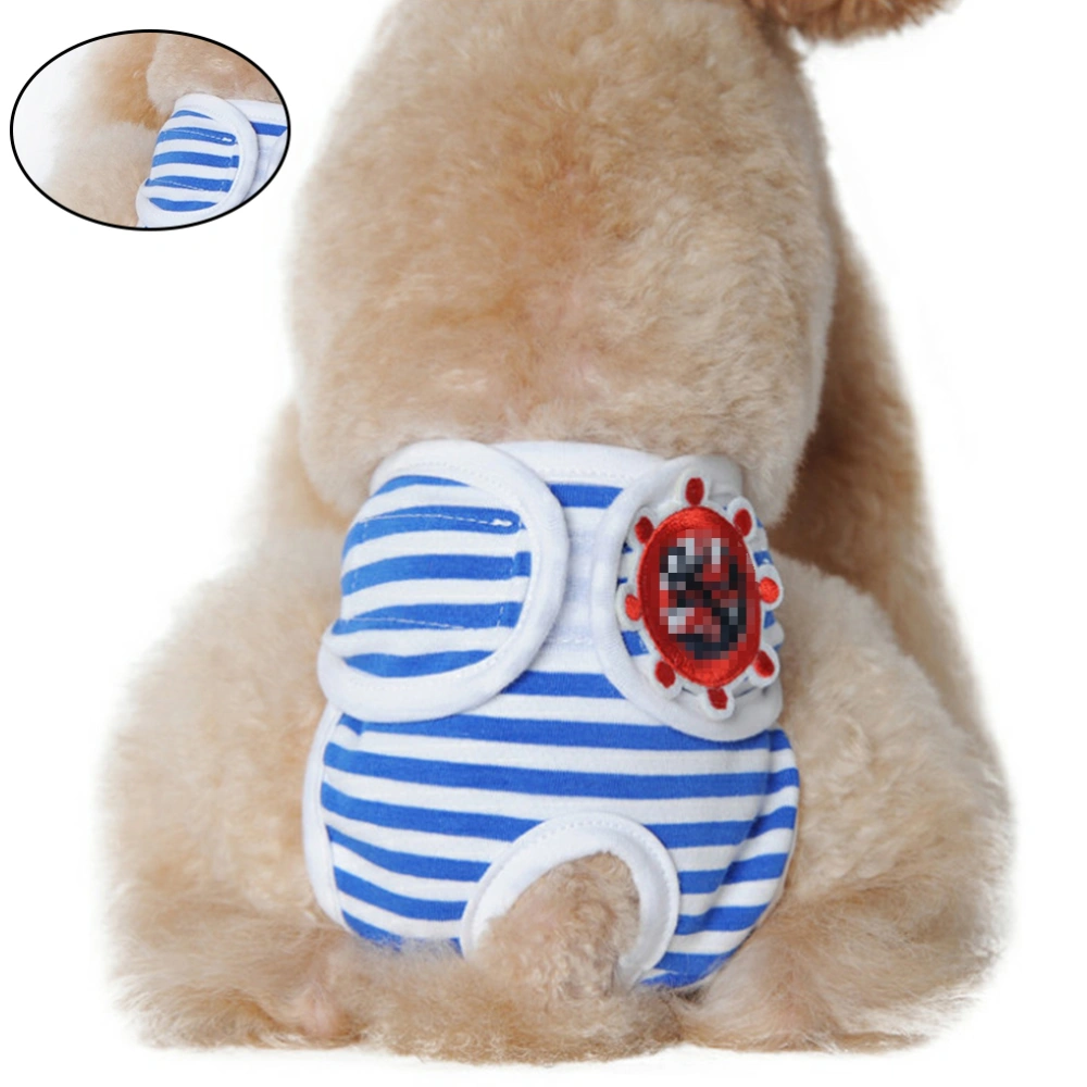 Pet Safety Pants Adjustable Stripe Pattern Pet Menstruation Pants Dog Diaper Sanitary Physiological Pants for Female Dog (Blue-S) 