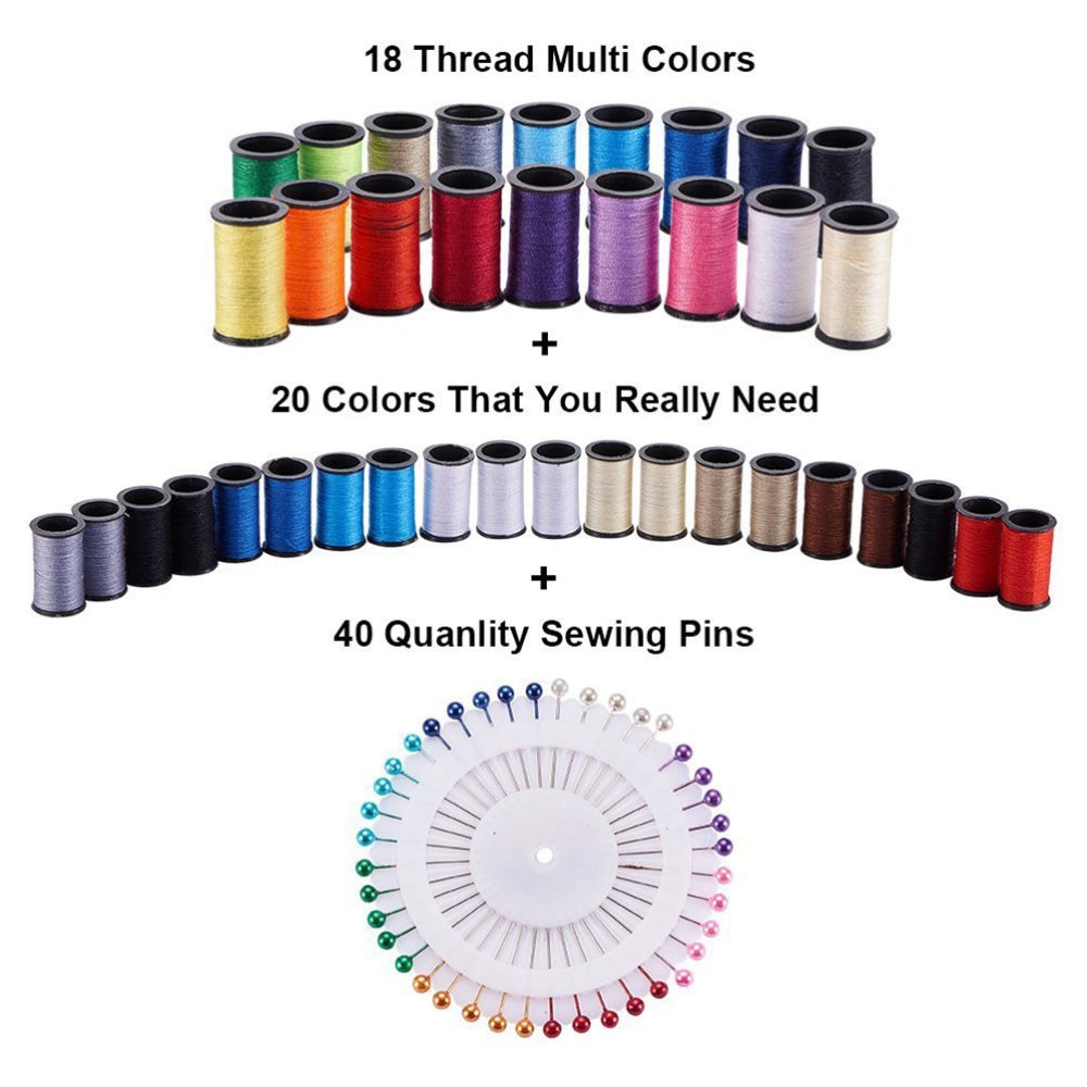 1 Box Home Sewing Needle Thread Kit Travel Needlework Pouch Needle Thread Tools (Mixed Color, About 272pcs/Box)