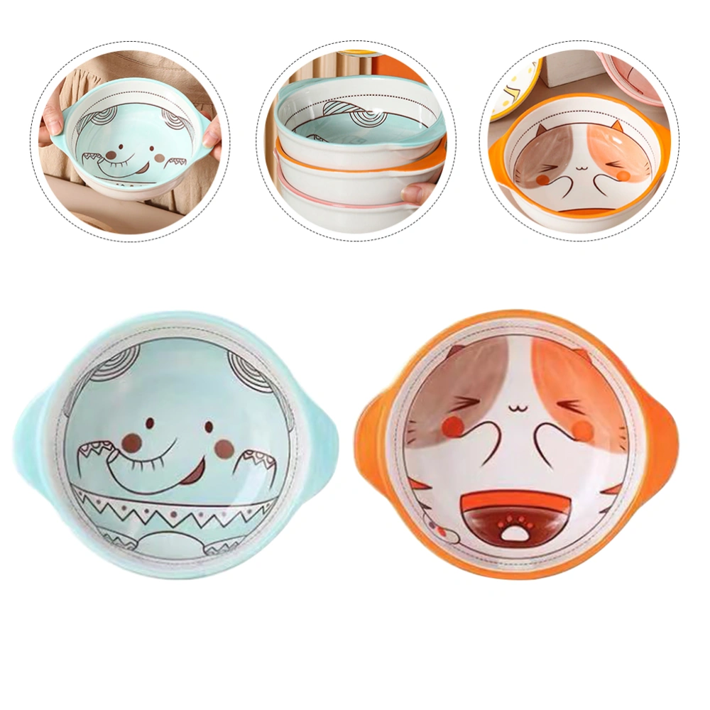 2Pcs Children Cartoon Food Bowl Decorative Baking Bowl Kitchen Soup Serving Dish