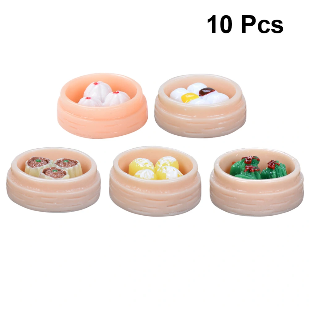 10pcs Micro Landscape Decoration Steamed Dumplings Miniature Resin Art Crafts Microlandschaft Adornments Random Pattern