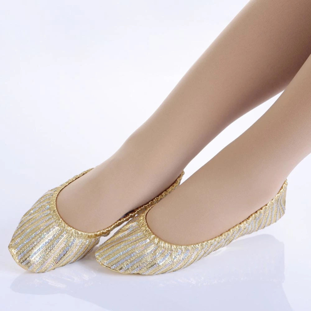 1 Pair of Portable Dancing Shoes Ballet Shoes Bell Dance Shoes Sequined Pocket Shoes for Adults Size 40-41