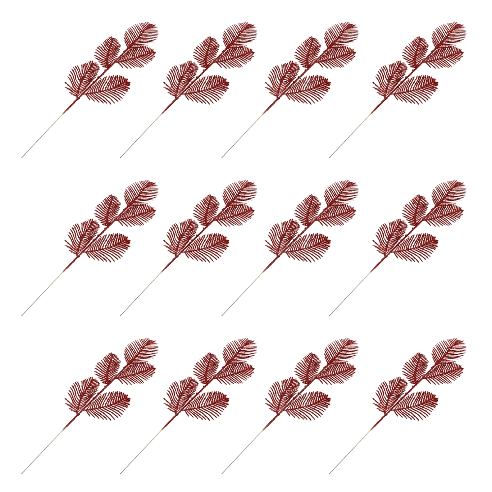 10 Pcs Christmas Simulation Leaves Christmas Decoration Branches And Leaves