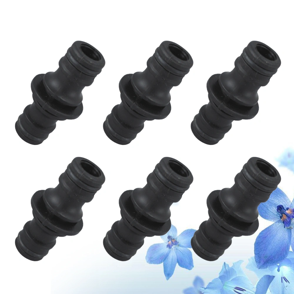 6PCS ABS Plastic Straight Quick Coupling Bidirectional Water Pipe Joint Garden Hose Fittings(Black)