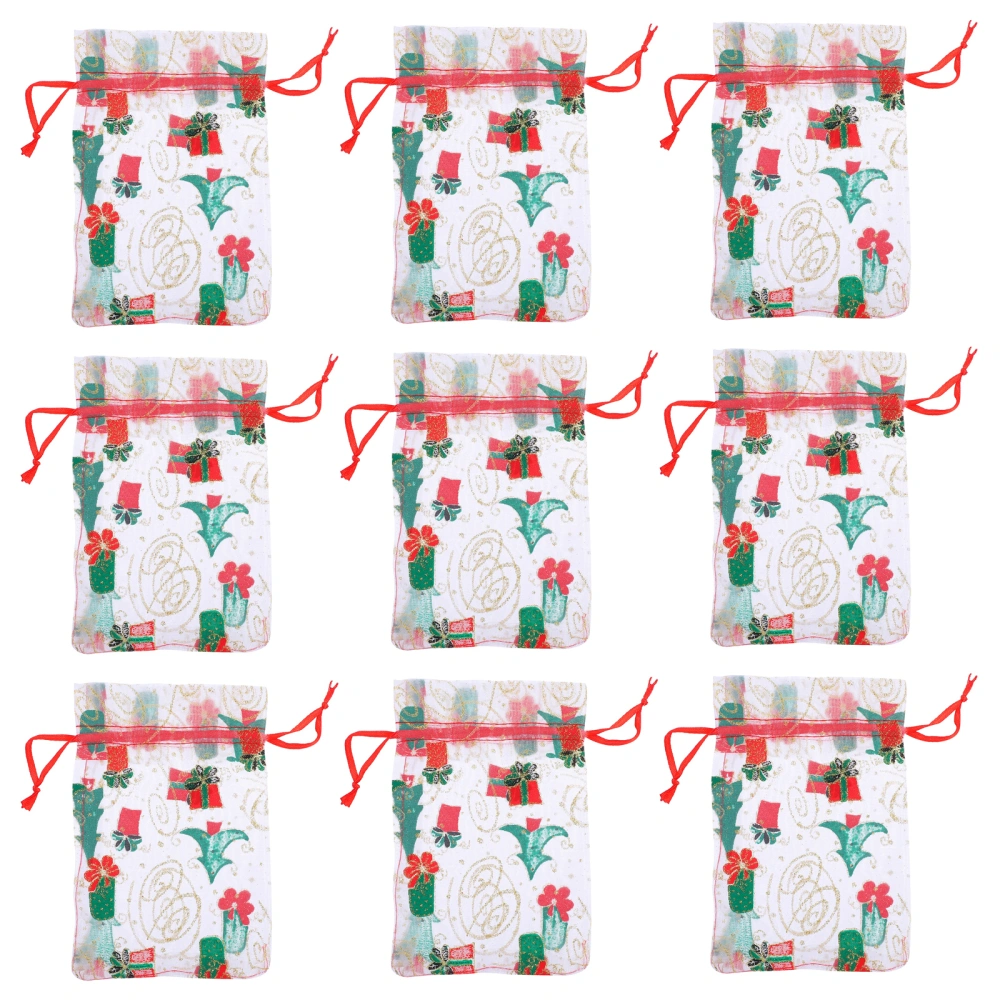 50pcs Christmas Drawstring Bags Candy Drawstring Bags Festive Snack Pouches