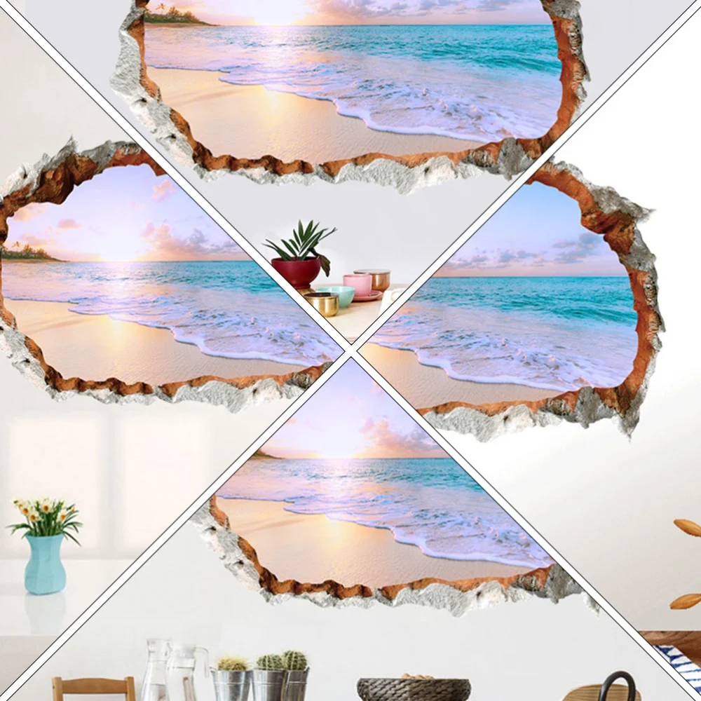 Ocean Scenery Sticker Unique Wallpaper Chic Wall Decal Decorative Wall Sticker