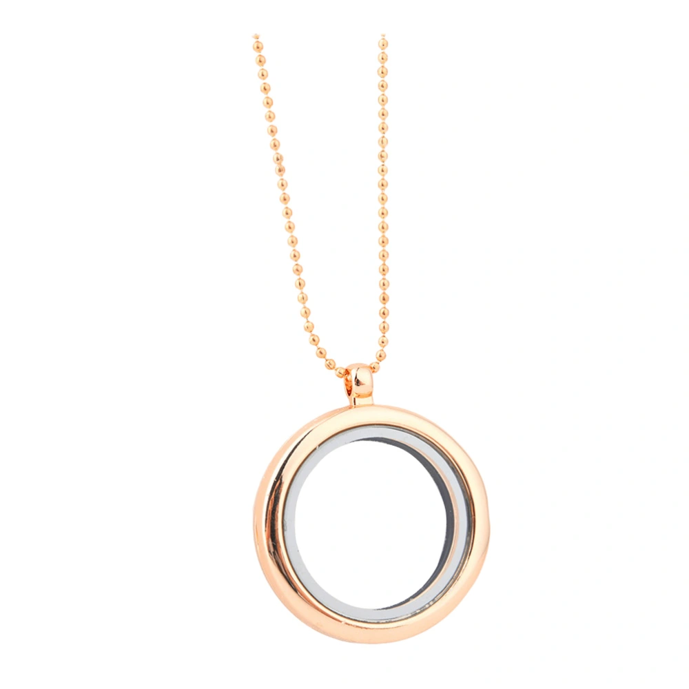 DIY Alloy Circle Necklace Opening DIY Glass Phase Box Round Necklace Photo Frame Jewelry Gift for Men and Women (Golden)