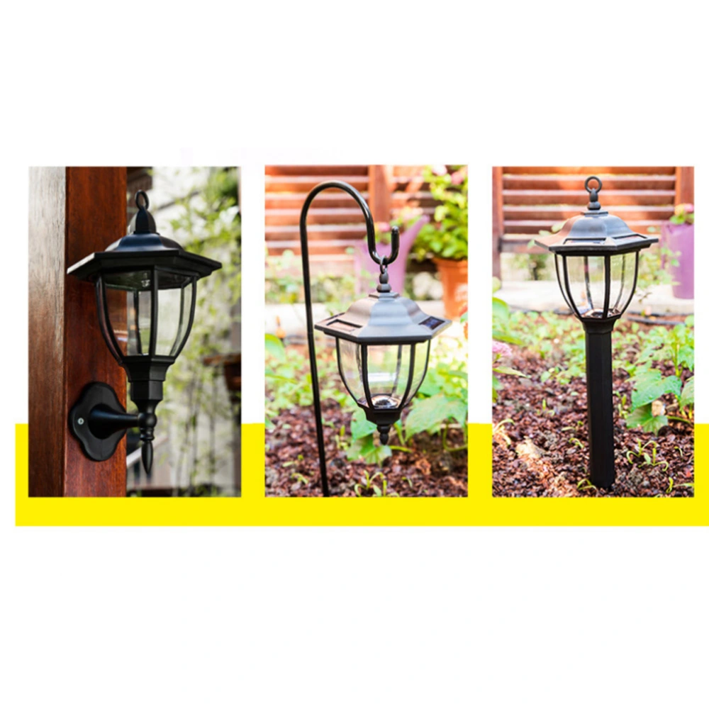 Solar Powered Lawn Lamp Outdoor Waterproof Garden Light Hook Up Patio Lamp (Cool White Light, Black)