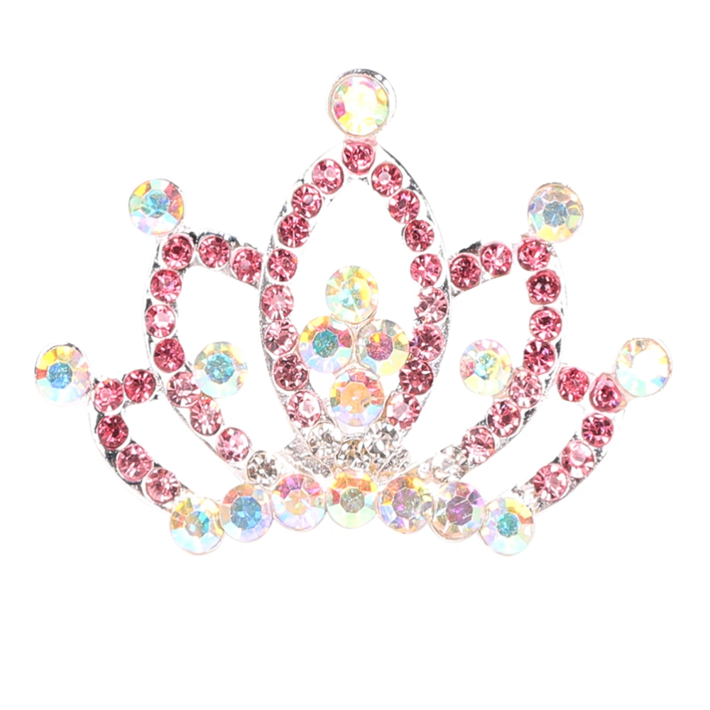 Crowns Kids Artificial Diamonds Hair Ornaments Girls Hair Comb Hair Accessories (Pink)